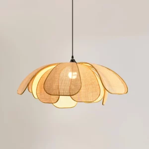 Suspension rotin naturel design bohème artistique éclairage intérieur chambres salles à manger decoration lumière douce ambiance chaleureuse