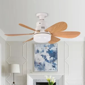 Plafonnier Ventilateur Bois Naturel Design Scandinave Nordique Moderne Chambre Salon Éclairage Chaleureux Économique Élégant