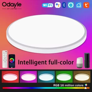 Plafonnier LED intelligent Wi-Fi Tuya  lampe circulaire à intensité variable  commandé par Alexa et Google Assistant  éclairage moderne pour salon et chambre à coucher