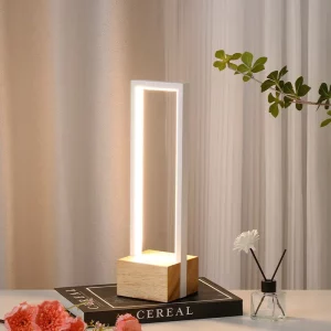 Lampe de table bois massif moderne design minimaliste éclairage LED chambre salon bureau élégance naturelle économique