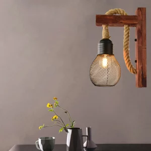 Applique murale LED en bois naturel style industriel rustique éclairage chaleureux salon chambre bureau déco intérieure élégante économie d’énergie