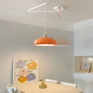 Suspension moderne à bras oscillant luminaire métal blanc et orange design nordique éclairage intérieur cuisine salon chambre économie d’énergie style scandinave Suspension moderne à bras oscillant luminaire métal blanc et orange design nordique éclairage intérieur cuisine salon chambre économie d’énergie style scandinave