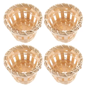 Panier tressé en bambou design artisanal rustique naturel chambre cuisine salle de bain décoration intérieure étagère rangement