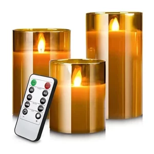 Bougies LED en acrylique doré transparent ensemble complet avec télécommande décoration intérieure pour mariage Noël salon chambre style moderne et élégant économie d’énergie Bougies LED en acrylique doré transparent ensemble complet avec télécommande décoration intérieure pour mariage Noël salon chambre style moderne et élégant économie d’énergie