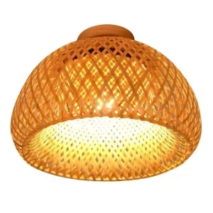 Plafonnier en osier de bambou design scandinave lumière chaleureuse LED éclairage moderne chambre salon décoration élégante économique