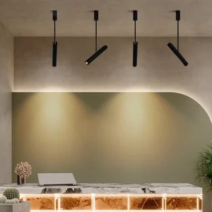 Suspension LED métal design moderne minimaliste bureau salon éclairage directionnel esthétique économique