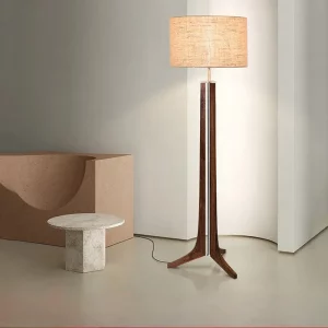 Lampadaire bois noyer design nordique style minimaliste éclairage chaleureux salon chambre bureau décoration intérieure luminaire moderne