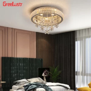 Plafonnier moderne en métal et cristal lumière réglable design élégant pour salon chambre salle à manger éclairage intérieur luxueux