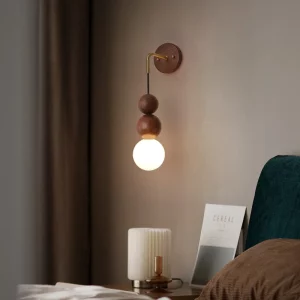 Applique murale bois naturel design scandinave moderne LED éclairage doux chambre salon couloir élegant économique