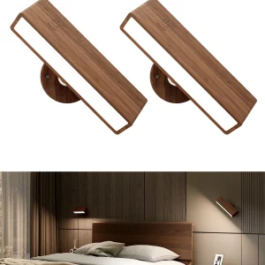 Applique murale bois naturel design moderne minimaliste LED lumière douce chambre salon éclairage veilleuse sans fil batterie alimentée