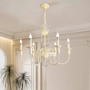 Lustre métal et verre style classique vintage 8 lumières décoration élégante salon salle à manger entrée éclairage chaleureux lumière intérieure design rétro