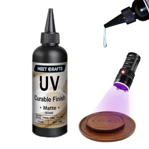 Polyuréthane UV transparent bois brillant durcissable Meetcrafts finition rapide sans COV résistant aux rayures décoration DIY artisanat intérieur extérieur Polyuréthane UV transparent bois brillant durcissable Meetcrafts finition rapide sans COV résistant aux rayures décoration DIY artisanat intérieur extérieur