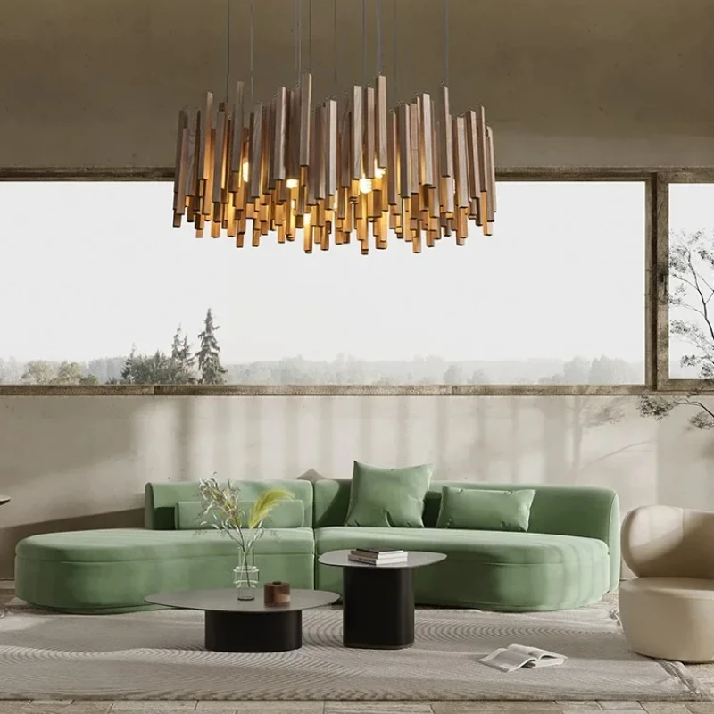 Suspension bois naturel design scandinave moderne éclairage chaleureux salon chambre cuisine bureau luminaire déco