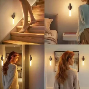 Veilleuse capteur de mouvement applique murale rechargeable en bois design moderne minimaliste lumière douce chambre escalier salon Veilleuse capteur de mouvement applique murale rechargeable en bois design moderne minimaliste lumière douce chambre escalier salon