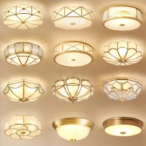 Plafonnier LED en cuivre style rétro américain luminaire décoratif plafond salon chambre éclairage chaleureux design élégant Plafonnier LED en cuivre style rétro américain luminaire décoratif plafond salon chambre éclairage chaleureux design élégant
