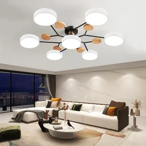 Plafonnier LED bois naturel design nordique moderne éclairage chaleureux salon salle à manger économique élégant Plafonnier LED bois naturel design nordique moderne éclairage chaleureux salon salle à manger économique élégant
