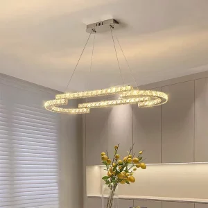 Suspension LED moderne design minimaliste acier cristal lumière uniforme salon salle à manger élégance économique Suspension LED moderne design minimaliste acier cristal lumière uniforme salon salle à manger élégance économique