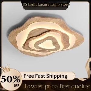 Plafonnier LED en bois chinois du Vermont design créatif nuageuses lumières acryliques chambre salon éclairage moderne économique