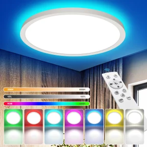 Plafonnier LED moderne design minimaliste RGB lumière variable chambre salon bureau éclairage ambiant économique élégant