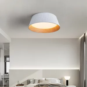 Plafonnier plissé en tissu et bois clair  design moderne et minimaliste pour salon  chambre  cuisine ou bureau  éclairage LED chaleureux  ambiances intemporelles
