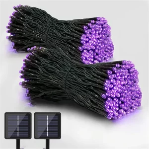 Guirlande solaire LED violette extérieure décoration jardin terrasse balcony fête de noël Halloween lumière économe écolo waterproof Guirlande solaire LED violette extérieure décoration jardin terrasse balcony fête de noël Halloween lumière économe écolo waterproof