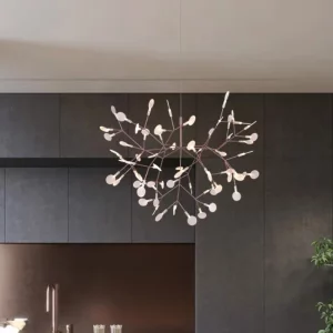 Plafonnier LED design nordique naturel bois lumière douce éclairage moderne élégant salon chambre cuisine économie d’énergie