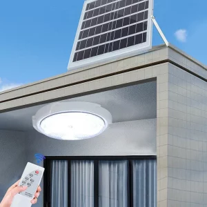 Plafonnier solaire LED extérieur intérieur  design moderne  télécommande  éclairage automatique  économique et durable
