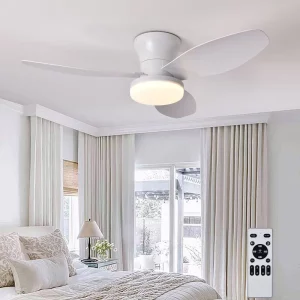 Plafonnier LED moderne design minimaliste ventilateur intégré lumière télécommande éclairage salon chambre bureau style contemporain économie d’énergie