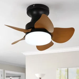 Plafonnier LED bois naturel design moderne chambre salon éclairage ventilateur télécommande lumière douce économies d’énergie élégance intérieure