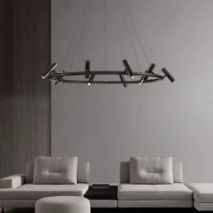 Suspension luminaire métal noir design moderne minimaliste salon salle à manger cuisine éclairage LED épuré élégant économique Suspension luminaire métal noir design moderne minimaliste salon salle à manger cuisine éclairage LED épuré élégant économique