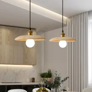 Suspension en bambou et bois naturel design nordique scandinave pour cuisine îlot salle à manger éclairage chaleureux économie d’énergie élégance moderne