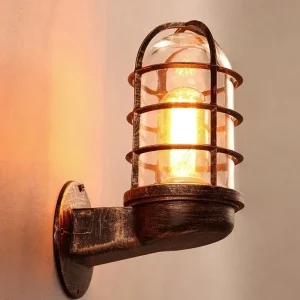 Applique murale industrielle vintage cage métal verre design rétro lumière chaleureuse éclairage moderne économique