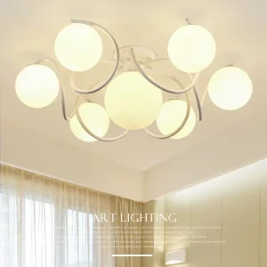 Plafonnier LED verre métal design nordique moderne lumière douce éclairage salon chambre bureau élégance économique
