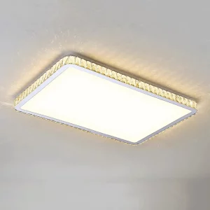 Plafonnier LED cristal moderne design élégant lumière diffuse chambre salon éclairage principal rectangulaire installation autonome certification garantie 1 an