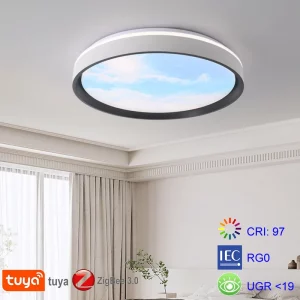 Plafonnier LED métal design moderne minimaliste luminaire intelligent éclairage doux chambre salon bureau Zig Bee Tuya