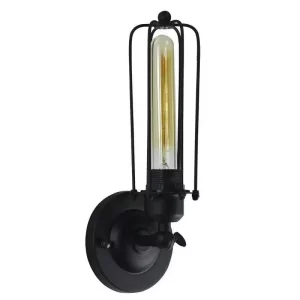 Applique murale industrielle vintage cage métal noir Edison lumière rétro design épuré éclairage chaleureux chambre salon loft
