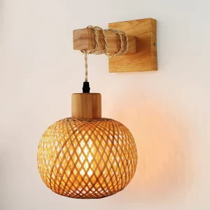 Applique murale en rotin style scandinave design nordique lumière chaleureuse éclairage moderne bois naturel salon chambre cuisine décoration intérieure Applique murale en rotin style scandinave design nordique lumière chaleureuse éclairage moderne bois naturel salon chambre cuisine décoration intérieure