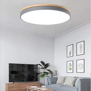 Plafonnier LED bois naturel design scandinave nordique moderne chambre salon éclairage chaleureux économique élégant