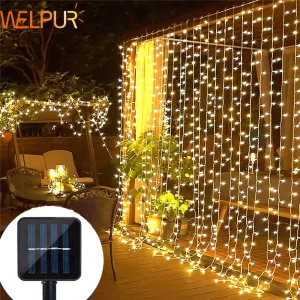 Guirlande lumineuse solaire 300LED extérieur décoration festive éclairement durable ambiance chaleureuse Noel jardin balcon Guirlande lumineuse solaire 300LED extérieur décoration festive éclairement durable ambiance chaleureuse Noel jardin balcon