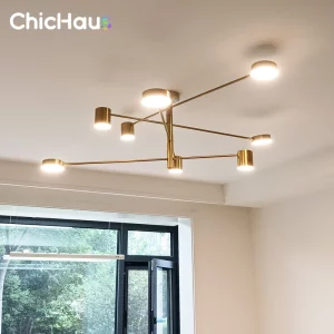 Plafonnier LED métal laiton design moderne minimaliste éclairage loft salon chambre suspension nordique chaleureux élégant certification CCC Plafonnier LED métal laiton design moderne minimaliste éclairage loft salon chambre suspension nordique chaleureux élégant certification CCC