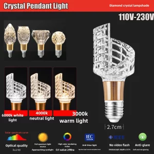 Plafonnier en cristal LED lumière chaude froid lumière blanche neutre 6000K 4000K 3000K salon chambre salle à manger moderne éclairage haute qualité anti-éblouissement anti-bleue