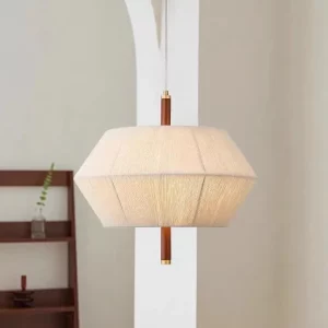 Suspension en bois massif et tissu blanc crème design nordique moderne luminaire salle à manger chambre salon éclairage chaleureux durable élégant Suspension en bois massif et tissu blanc crème design nordique moderne luminaire salle à manger chambre salon éclairage chaleureux durable élégant