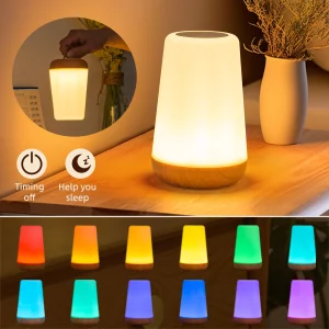 Lampe chevet bois naturel design scandinave LED nocturne lumière colorée ambiance moderne économie d’énergie élégance chaleureuse Lampe chevet bois naturel design scandinave LED nocturne lumière colorée ambiance moderne économie d’énergie élégance chaleureuse