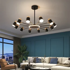 Plafonnier LED design nordique moderne  luminaire suspendu métal noir et doré  éclairage intérieur chaleureux pour salon  chambre  table à manger  style scandinave  économie d’énergie