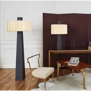 Lampe de Table Design Moderne Minimaliste  Base Métal Noir  Abat-Jour Tissu Crème  Intérieur Élégant  Bureau  Salon  Éclairage Doux  Décoration Scandinave