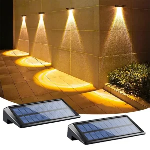 Paquet de 2 appliques murales solaires LED lumières extérieures modernes design minimaliste éclairage jardin pont clôture économie d’énergie imperméables IP65
