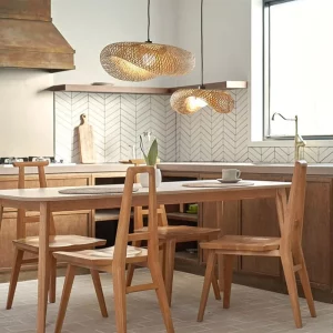 Suspension en osier tissé bambou lumière naturelle design scandinave nordique salon chambre restaurant éclairage chaleureux décor