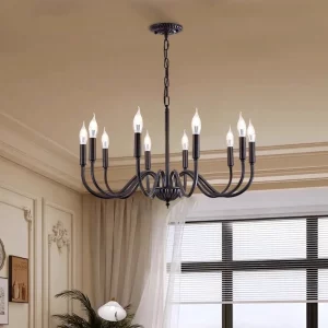 Lustre à bougie métal design vintage industriel rustique luminaire plafonnier suspendu style classique pour salon salle à manger chambre bar boutique Lustre à bougie métal design vintage industriel rustique luminaire plafonnier suspendu style classique pour salon salle à manger chambre bar boutique