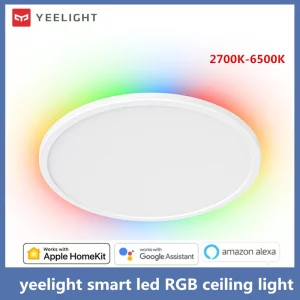 Plafonnier Yeelight Smart Led RGB ultra mince design moderne fonctionne avec Home Kit Alexa Google Assistant lumière intelligente chambre salon éclairage personnalisé économies d’énergie Plafonnier Yeelight Smart Led RGB ultra mince design moderne fonctionne avec Home Kit Alexa Google Assistant lumière intelligente chambre salon éclairage personnalisé économies d’énergie