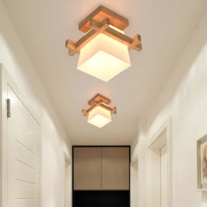 Plafonnier bois naturel design scandinave nordique moderne éclairage chaleureux salon chambre couloir lumière uniforme élégance naturelle